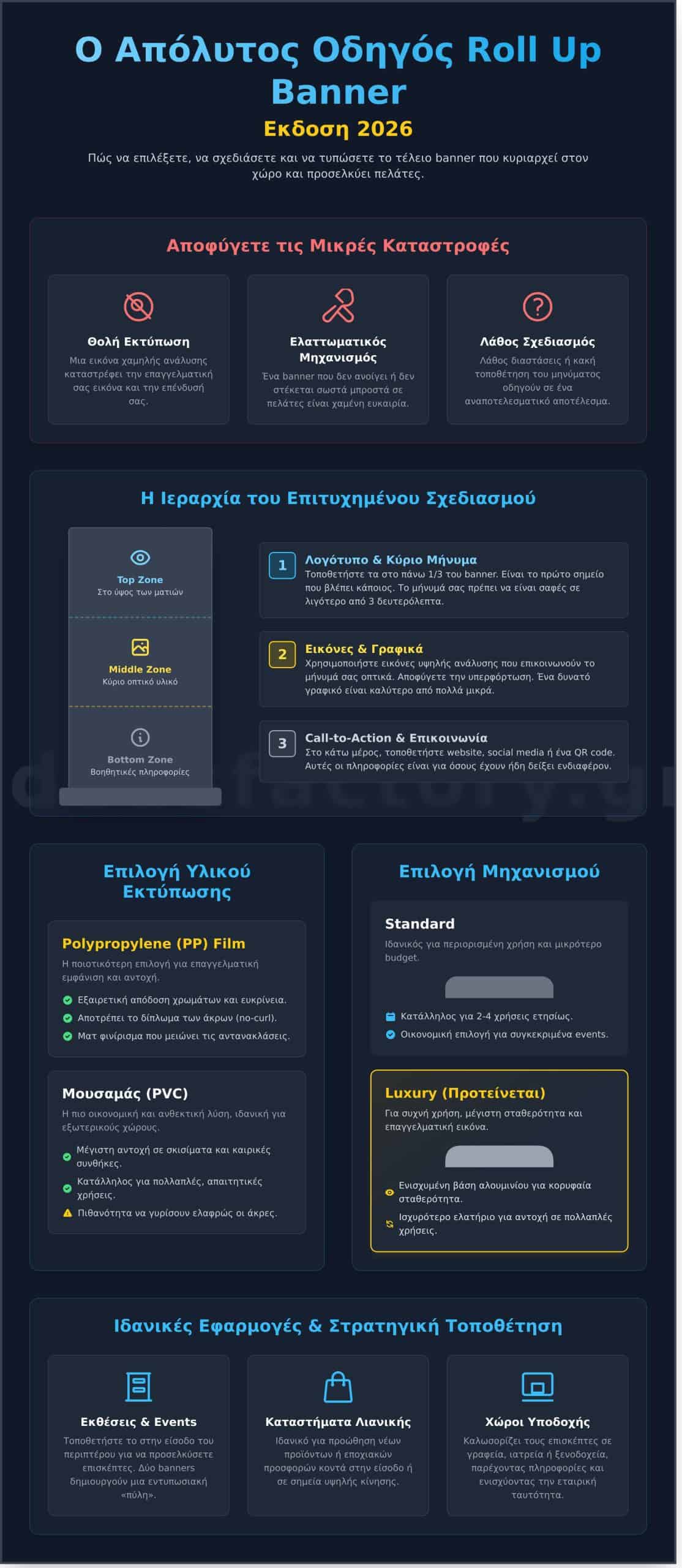 Roll Up Banner: Ο Απόλυτος Οδηγός Σχεδίασης & Εκτύπωσης για το 2026